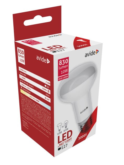 Avide 286562 Žarnica LED 10W E27 3000K 830lm R63 160°