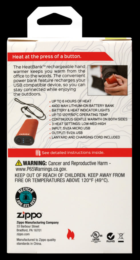 Zippo 2.007.388 HeatBank™ 6 - Polnilni grelec in Power Bank, Oranžen