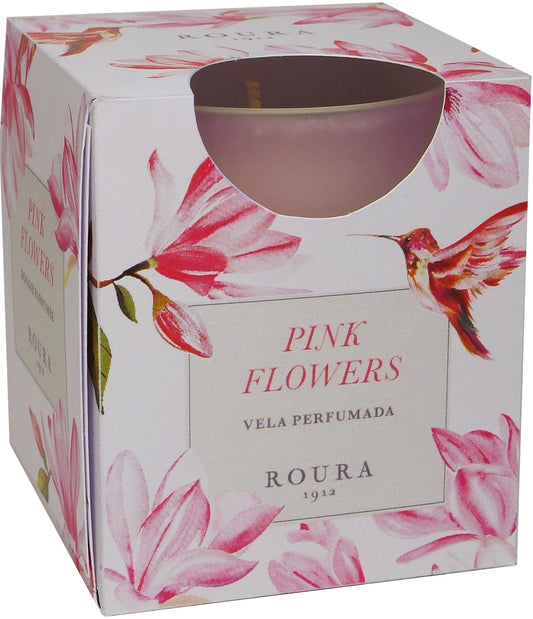 Roura 333033.130 Sveča v brušenem steklu Pink Flowers 85x70 mm