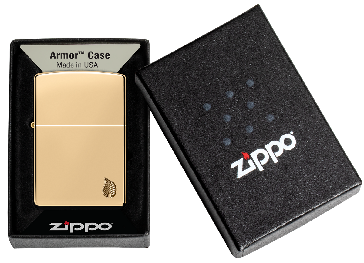 Zippo vžigalnik 46397 Armor Flame, High Polish Brass