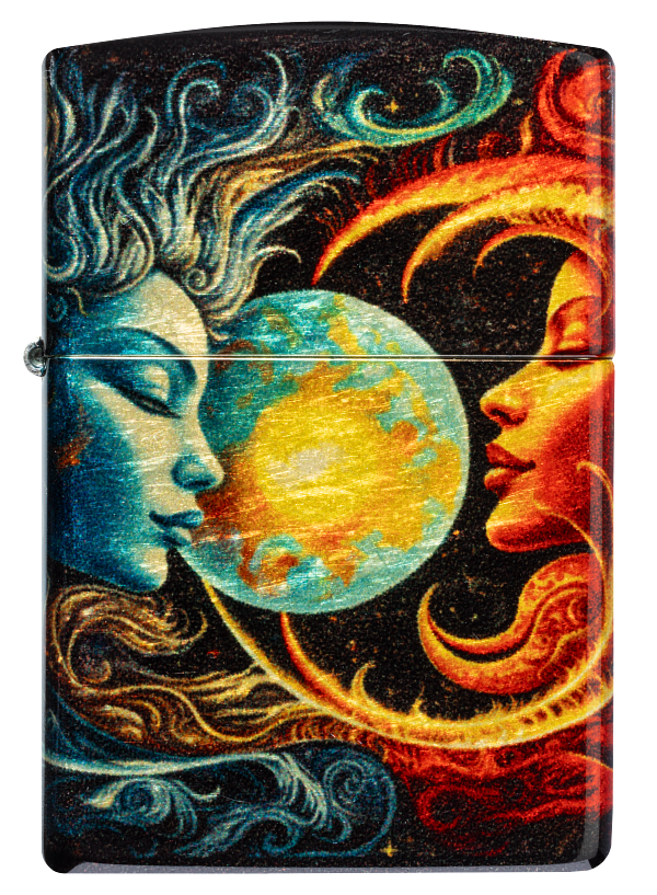 Zippo 46563 vžigalnik Spiritual Sun and Moon, 540 Tumbled Brass