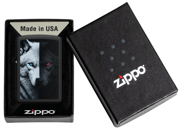 Zippo 46694 vžigalnik Dual Inner Wolf, Black Matte