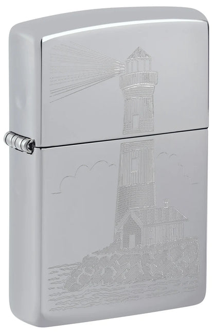 Zippo 46725 vžigalnik Lighthouse, High Polish Chrome
