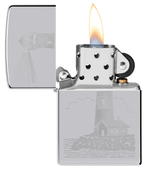 Zippo 46725 vžigalnik Lighthouse, High Polish Chrome