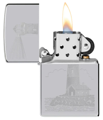 Zippo 46725 vžigalnik Lighthouse, High Polish Chrome