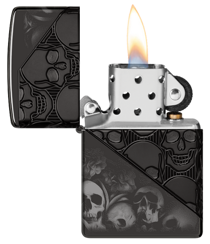 Zippo 46751 vžigalnik Skulls Armor, High Polish Black