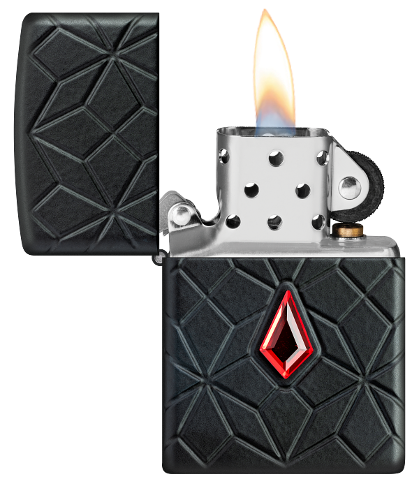 Zippo 46756 vžigalnik Red Jewel with Pattern Armor, Black Matte