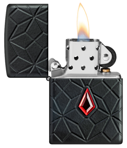 Zippo 46756 vžigalnik Red Jewel with Pattern Armor, Black Matte