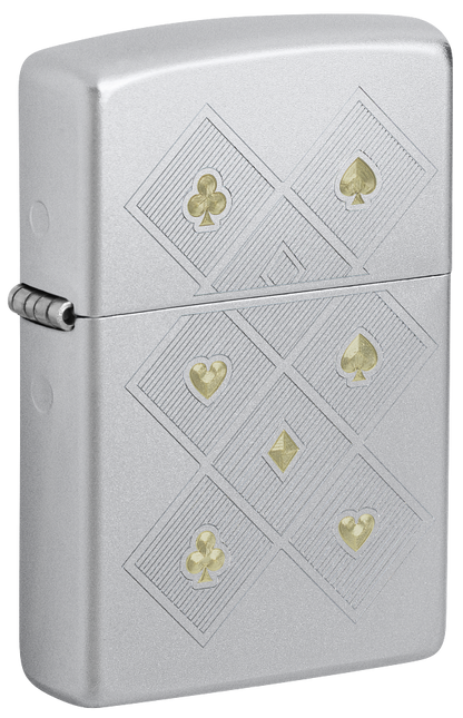 Zippo 47453 vžigalnik Poker Symbols, Satin Chrome