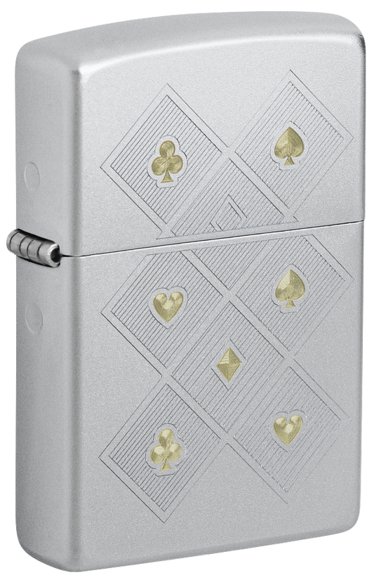 Zippo 47453 vžigalnik Poker Symbols, Satin Chrome
