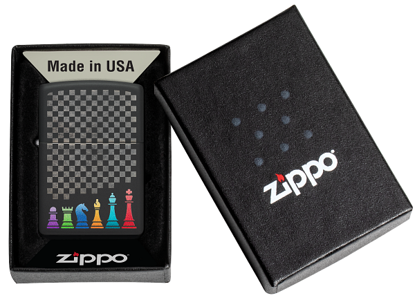 Zippo vžigalnik 48662 Chess Pieces, Black Matte
