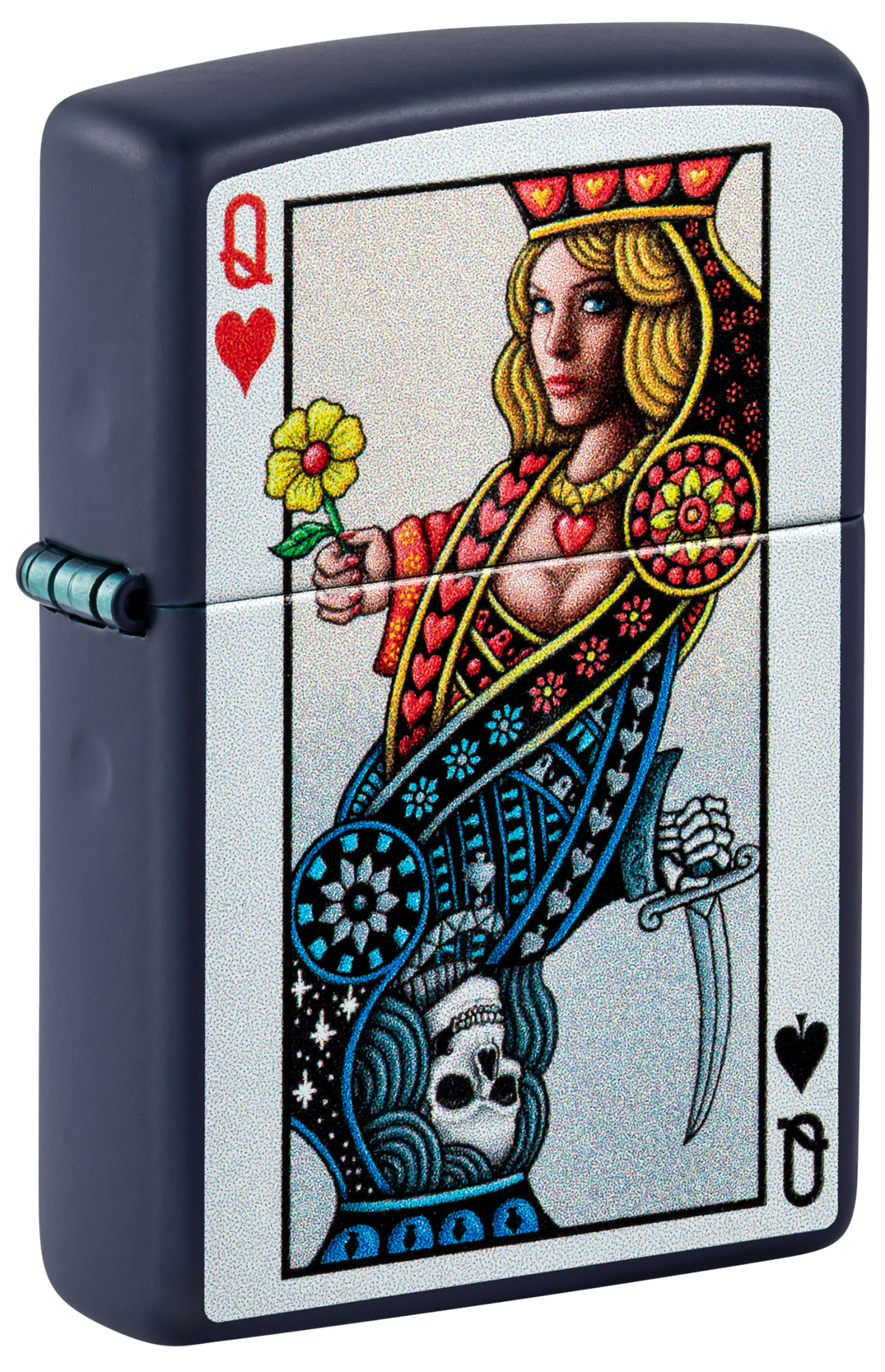 Zippo 48723 vžigalnik Queen of Hearts, Navy Matte