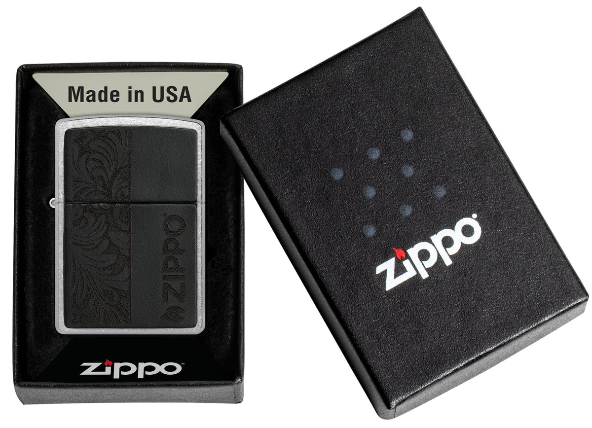 Zippo 46919 vžigalnik Elegant Black Leather Emblem