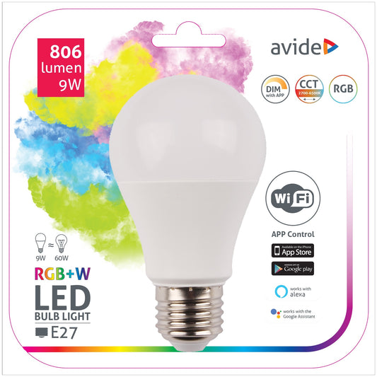 Avide 917962 Žarnica - wifi app LED 9W E27 RGB 806lm A60