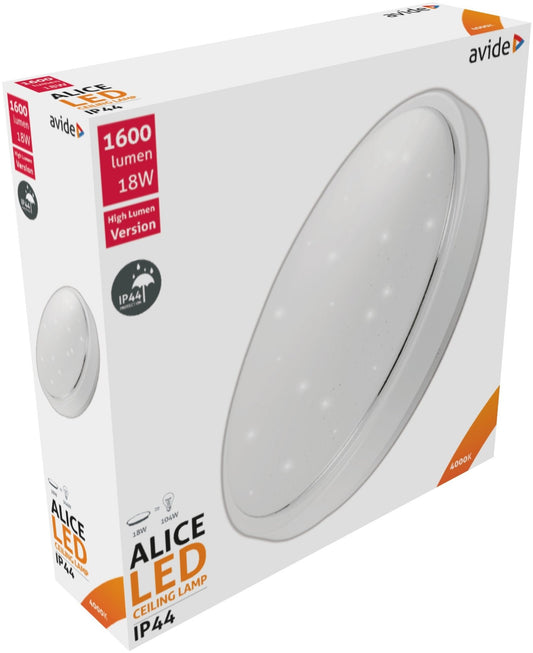 Avide 919669 Stropna svetilka Alice LED 18W 4000K 1600lm fi330mm okrogla SMD IP44