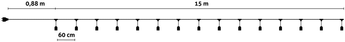 Avide 926001 Kabel za žarnice E27 - 24 vtičnic 15 m IP44