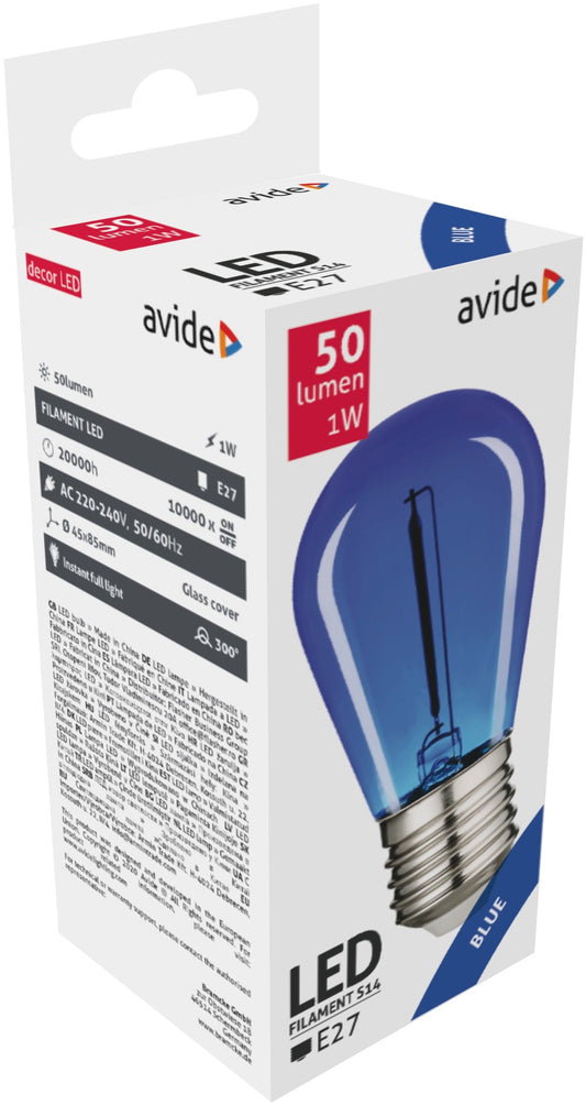 Avide 26087 Žarnica Decor - modra Filament LED E27 1W