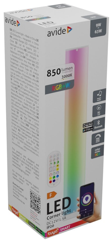 Avide 945248 Svetilka kotna LED 9W RGB+3000K BT senzor glasbe