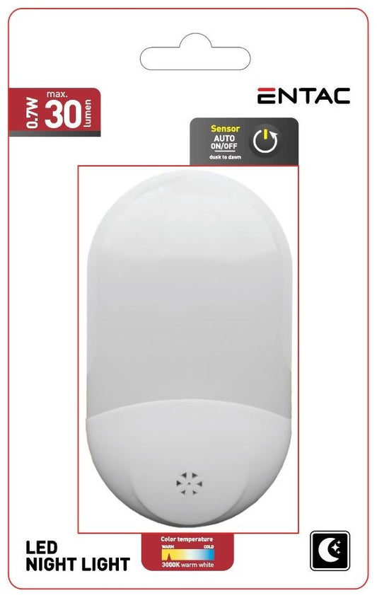 Svetilka nočni senzor oval 0.7W 3000K 30lm max 1m bela IP20 ENL-0.7W-DS