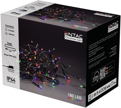 Entac 978888 Novoletne lučke - večbarvna vrv 180 LED 14 m