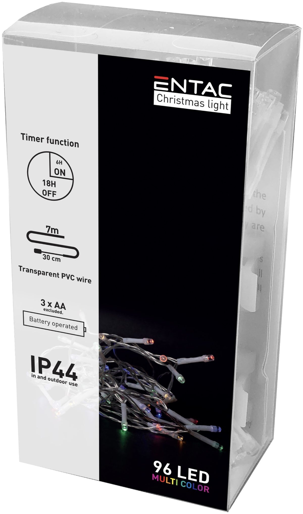 Entac 979021 Novoletne lučke Timer - večbarvna vrv 96 LED 7 m 3xAA