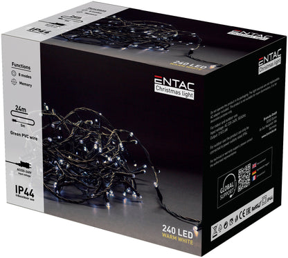 Entac 980140 Novoletne lučke - vrv bela 240 LED 24 m