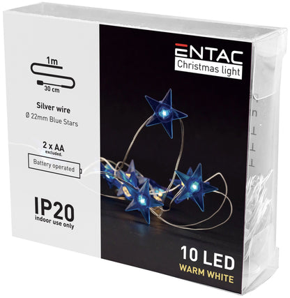 Entac 984827 Novoletne lučke - modre zvezde 10 LED 1,3 m 2xAA