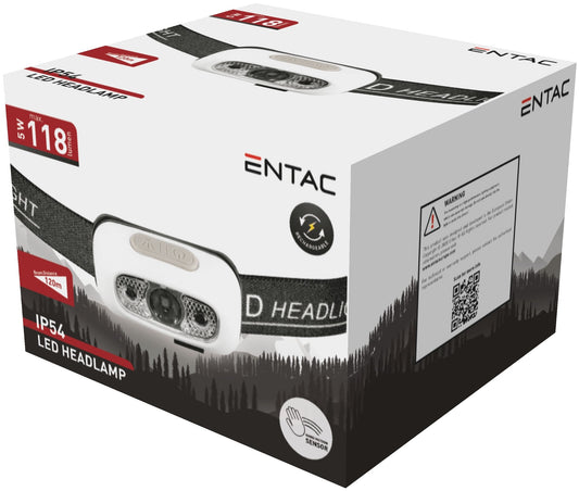 Entac 988207 Naglavna svetilka polnilna s senzorjem XPE LED 5W 118lm 120m