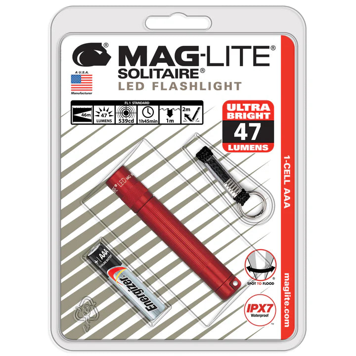 Maglite svetilka LED J3A032L Solitaire 1xAAA, Rdeča