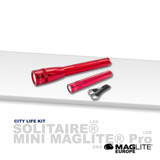 Maglite set City Life SX45017L – Mini Pro + Solitaire (Rdeča)