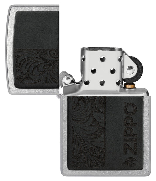 Zippo 46919 vžigalnik Elegant Black Leather Emblem