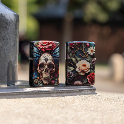 Zippo 46848 vžigalnik Floral Butterfly Skull