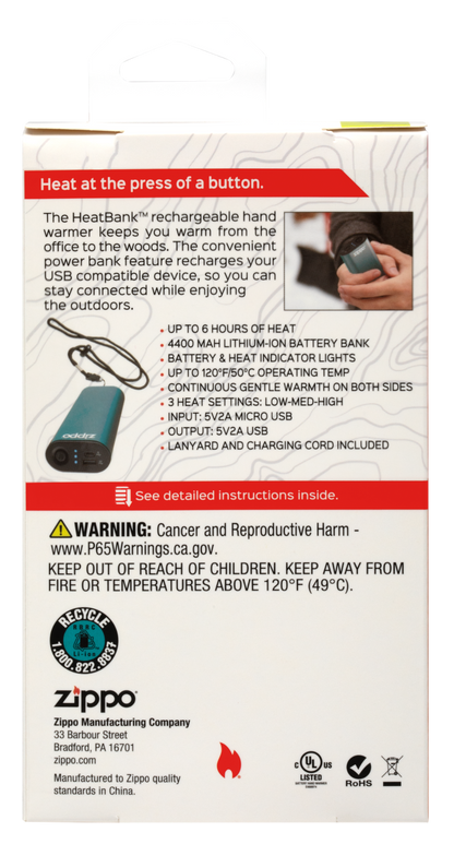 Zippo 2.007.398 HeatBank™ 6 - Polnilni grelec in Power Bank, Modra
