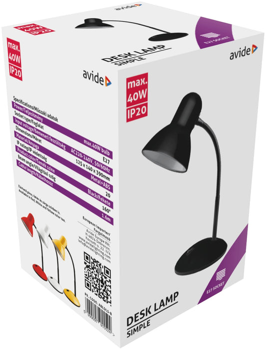Avide 915524 Namizna svetilka Basic Simple E27 max 40W Črna