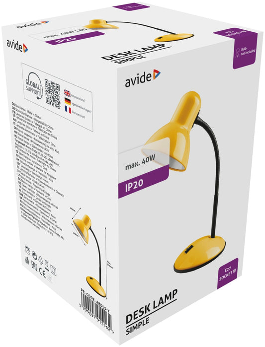 Avide 915562 Namizna svetilka Basic Simple E27 max 40W rumena