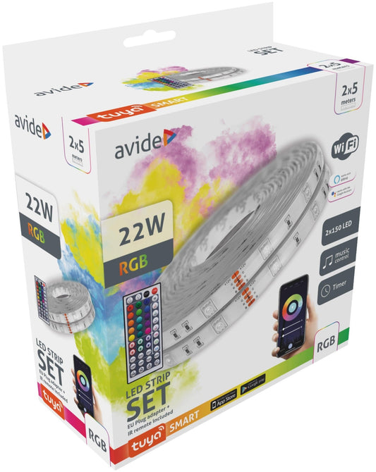 Avide 945088 Trak LED Tuya WI-FI, senzor glasbe, daljinec 10m 22W RGB IP65