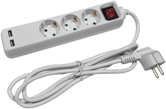 Entac 978284 Podaljšek 3 vtični s stikalom in 2x USB 3 m