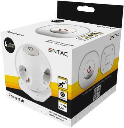 Entac 979304 Razdelilec krogla 4 vtični, 1,5 m