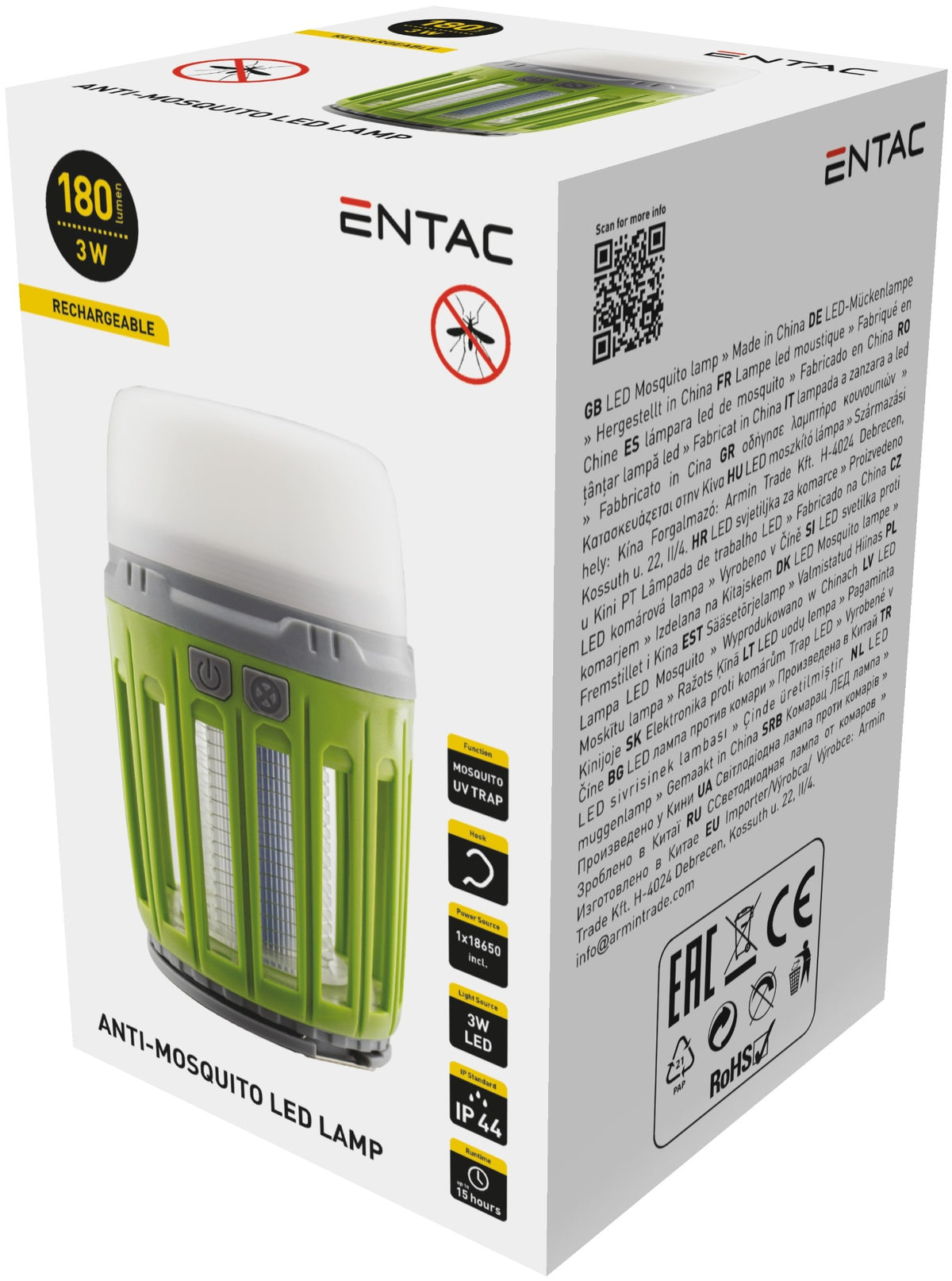 Entac 979823 Kamping svetilka LED in UV luč 3W IP44