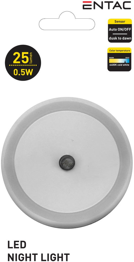 Entac 980386 Nočna svetilka na senzor 0.5W CW okrogla bela