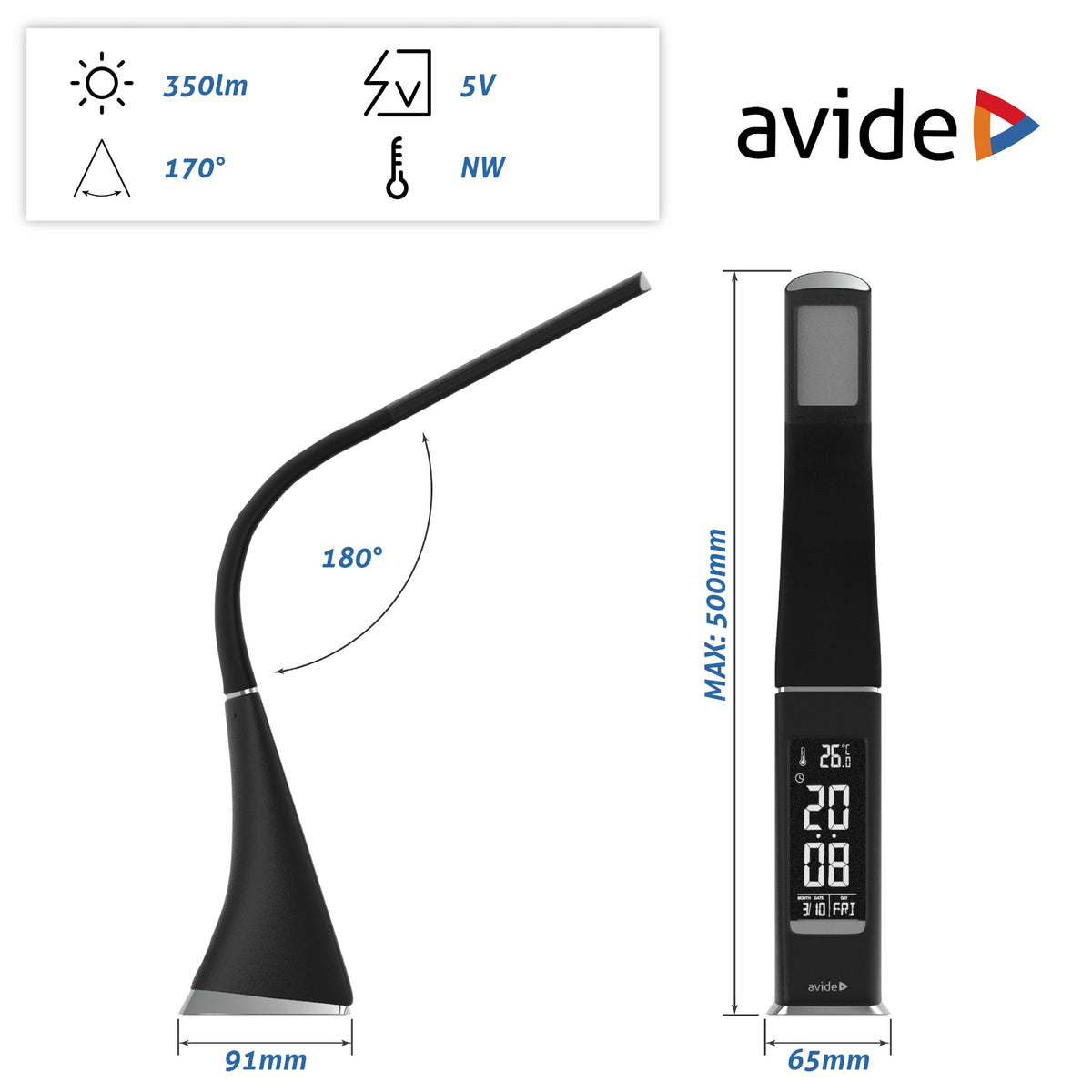Avide 280560 Namizna svetilka LED Bussines Leather Calendar 6W NW