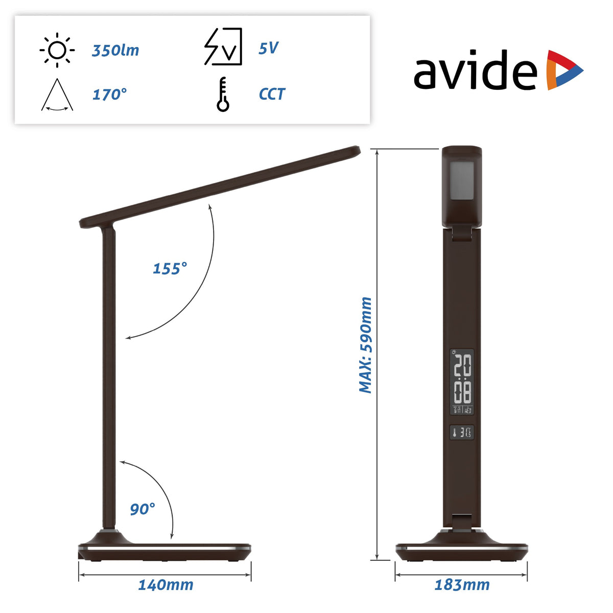 Avide 280584 Svetilka namizna LED Office Leather Calendar 6W CCT