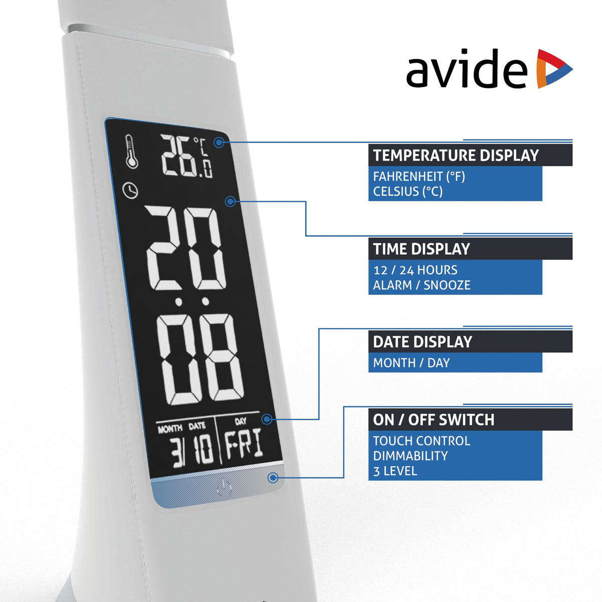 Avide 909363 Namizna svetilka LED Bussines Leather Calendar 6W NW 350 lm