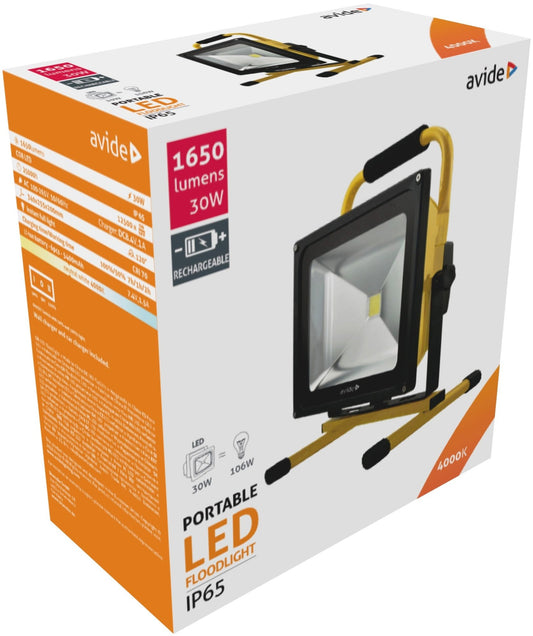 Avide 922423 Polnilni reflektor COB LED 30W NW 1650 lm